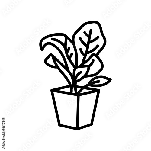 Dieffenbachia Outline Icon, Vector illustration