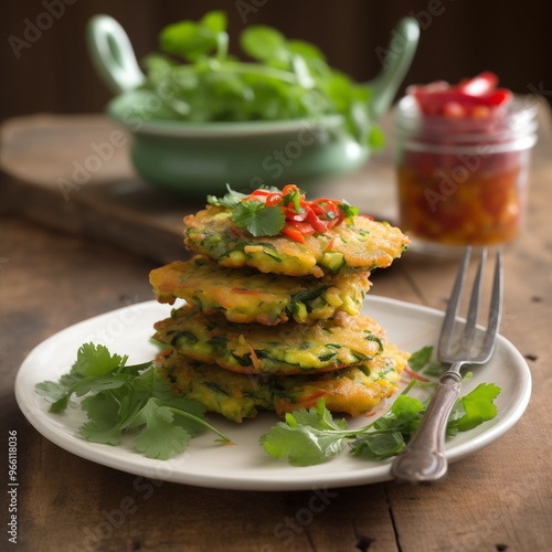 Wallpaper Mural Vegan Zucchini Fritters with Fresh Salad – A Light and Flavorful Meal Torontodigital.ca