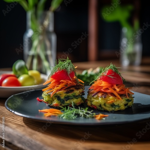 Wallpaper Mural Vegan Zucchini Fritters with Fresh Salad – A Light and Flavorful Meal Torontodigital.ca
