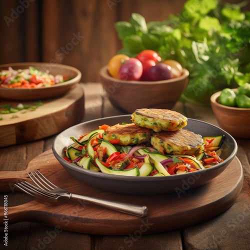 Wallpaper Mural Vegan Zucchini Fritters with Fresh Salad – A Light and Flavorful Meal Torontodigital.ca