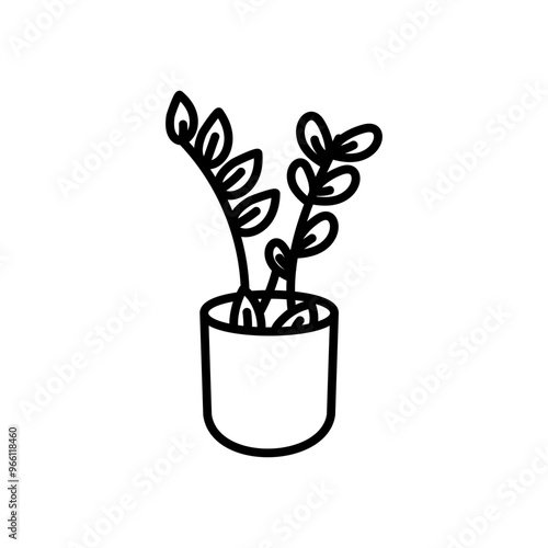 ZZ Plant Outline Icon, Vector illustration