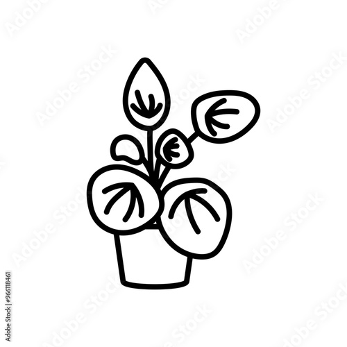 Pilea Plant Outline Icon, Vector illustration