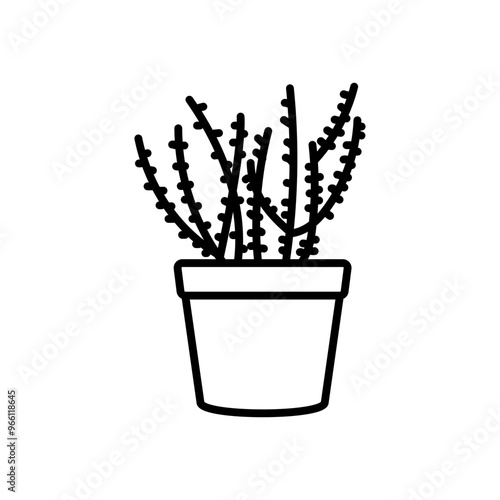 Pencil Cactus Outline Icon, Vector illustration