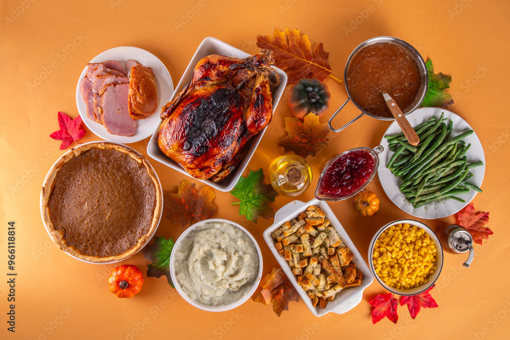 Thanksgiving dinner or lunch foods table Thanksgiving dinner or lunch foods table
