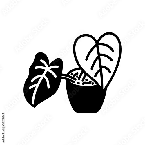 Heartleaf Philodendron Glyph Icon, Vector illustration