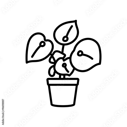 Raindrop Peperomia Outline Icon, Vector illustration
