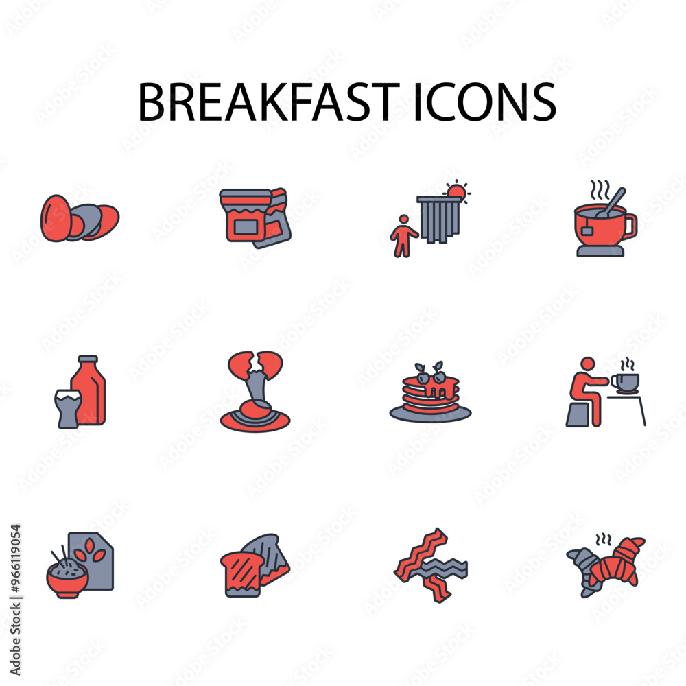 Breakfast icon set.vector.Editable stroke.linear style sign for use web design,logo.Symbol illustration. Breakfast icon set.vector.Editable stroke.linear style sign for use web design,logo.Symbol illustration.