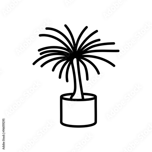 Ponytail Palm Plant Outline Icon, Vector illustration