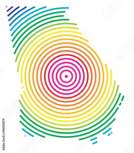 Symbol Map of the State Georgia (United States of America) showing the state with concentric circles in rainbow colors like a shooting target