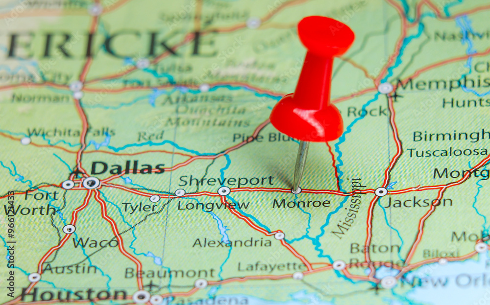 Monroe, Louisiana pin on map Monroe, Louisiana pin on map