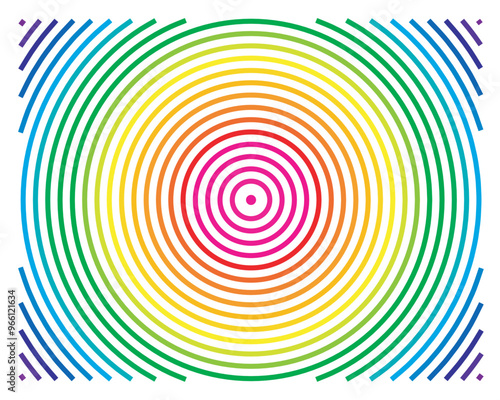 Symbol Map of the State Wyoming (United States of America) showing the state with concentric circles in rainbow colors like a shooting target