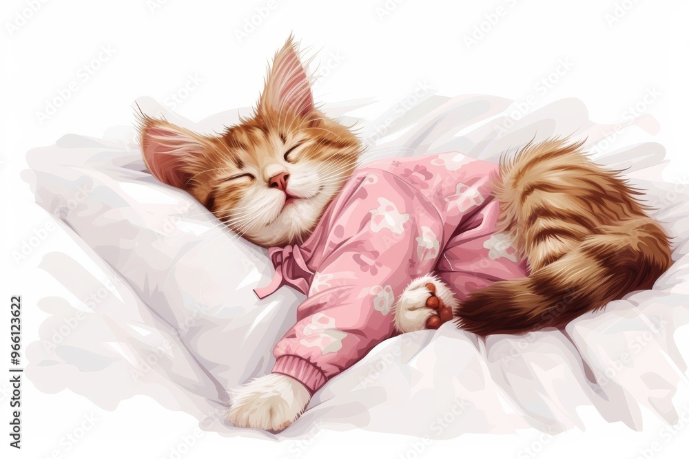 Cozy kitten in pink pajamas Cozy kitten in pink pajamas
