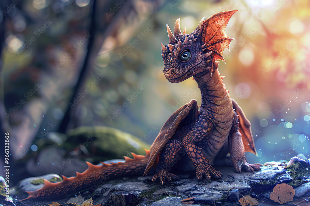 Obraz premium Fantastically beautiful mythological dragon with wide wings