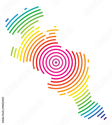 Symbol Map of the Urban Prefecture Kyoto (Japan) showing the territory with concentric circles in rainbow colors like a shooting target