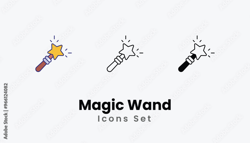 Magic Wand Icons thin line and glyph vector icon stock illustration Magic Wand Icons thin line and glyph vector icon stock illustration