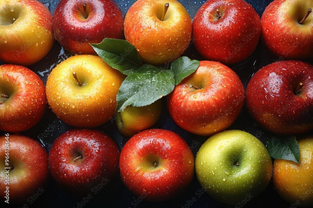 vibrant closeup of perfectly ripe apples showcasing their glossy skin rich colors and intricate details arranged artfully to highlight the natural beauty and freshness of the fruit vibrant closeup of perfectly ripe apples showcasing their glossy skin rich colors and intricate details arranged artfully to highlight the natural beauty and freshness of the fruit