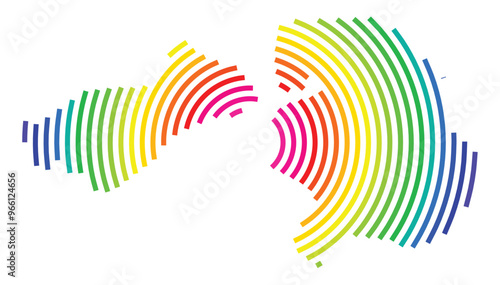 Symbol Map of the Metropolitan City Incheon (South Korea) showing the territory with concentric circles in rainbow colors like a shooting target