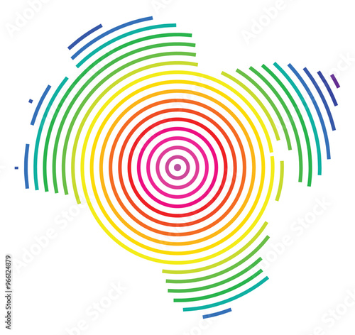 Symbol Map of the Metropolitan City Ulsan (South Korea) showing the territory with concentric circles in rainbow colors like a shooting target