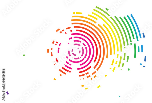 Symbol Map of the Metropolitan City South Jeolla (South Korea) showing the territory with concentric circles in rainbow colors like a shooting target photo