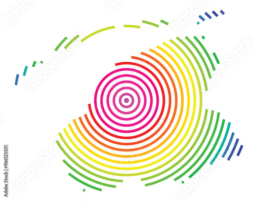 Symbol Map of the Province Friesland (Netherlands) showing the territory with concentric circles in rainbow colors like a shooting target