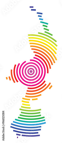 Symbol Map of the Province Limburg (Netherlands) showing the territory with concentric circles in rainbow colors like a shooting target