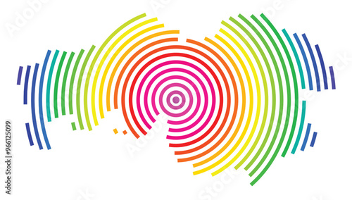 Symbol Map of the Province Noord-Brabant (Netherlands) showing the territory with concentric circles in rainbow colors like a shooting target