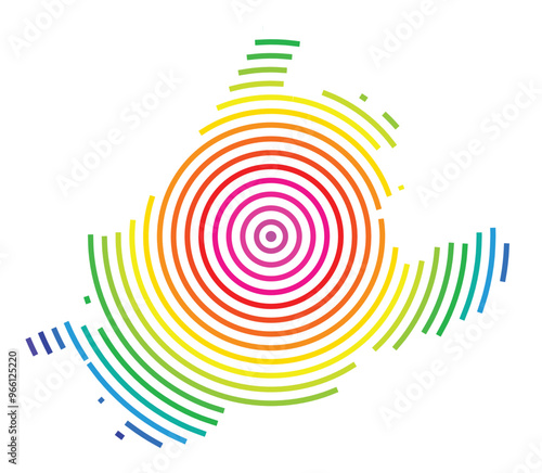 Symbol Map of the Province Zuid-Holland (Netherlands) showing the territory with concentric circles in rainbow colors like a shooting target