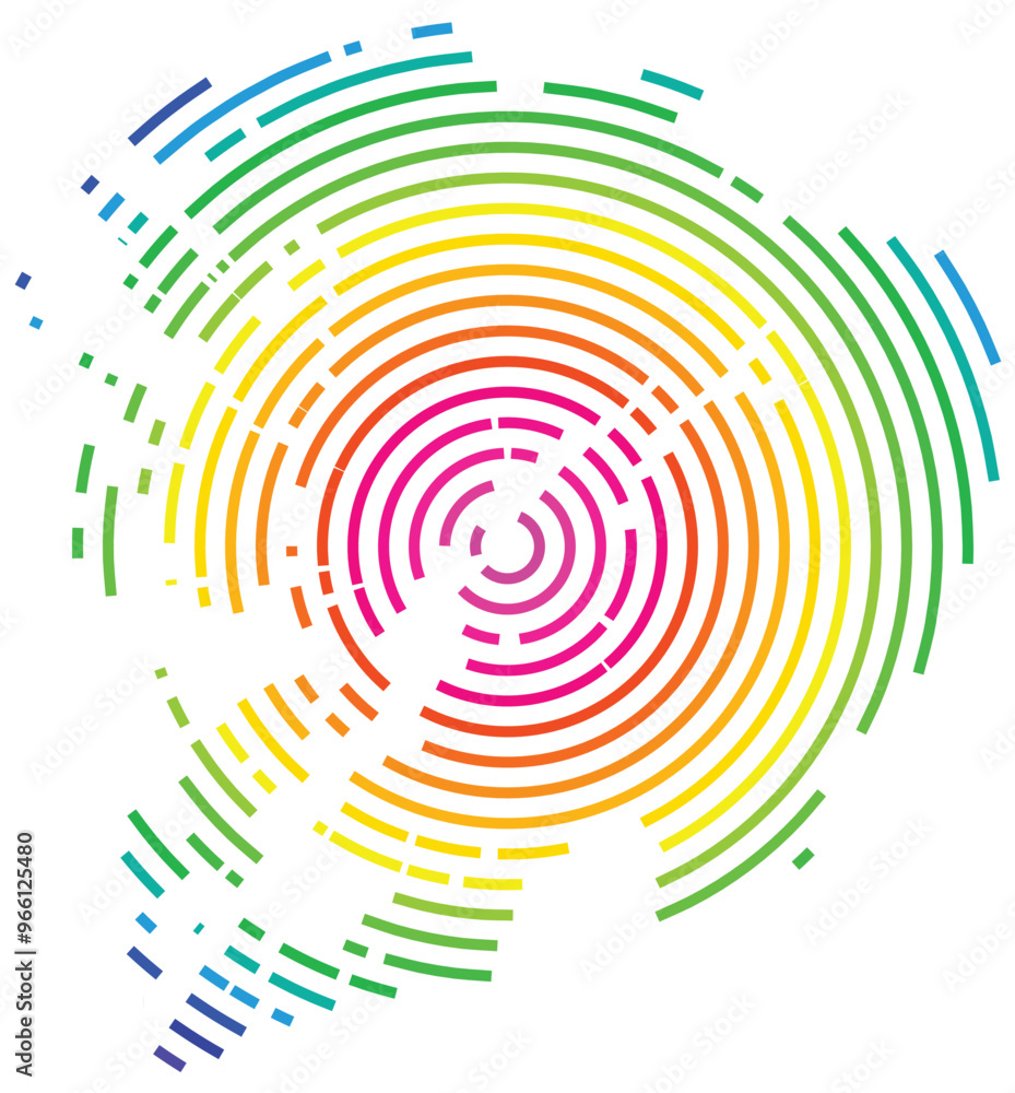 Symbol Map of the County Hordaland (Norway) showing the territory with concentric circles in rainbow colors like a shooting target Symbol Map of the County Hordaland (Norway) showing the territory with concentric circles in rainbow colors like a shooting target