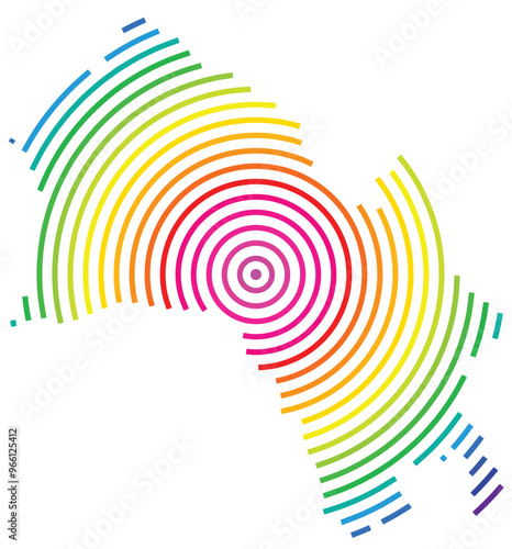 Symbol Map of the County Buskerud (Norway) showing the territory with concentric circles in rainbow colors like a shooting target