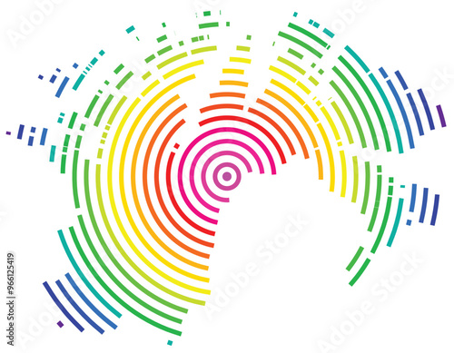 Symbol Map of the County Finnmark (Norway) showing the territory with concentric circles in rainbow colors like a shooting target