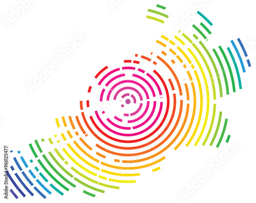 Symbol Map of the County More og Romsdal (Norway) showing the territory with concentric circles in rainbow colors like a shooting target