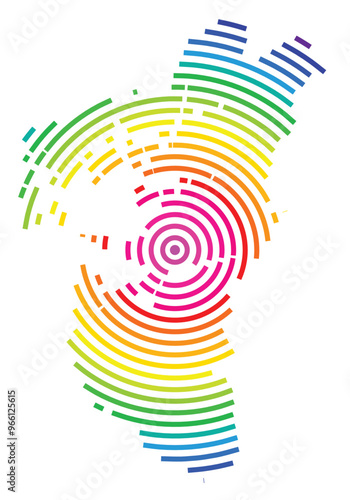 Symbol Map of the County Rogaland (Norway) showing the territory with concentric circles in rainbow colors like a shooting target