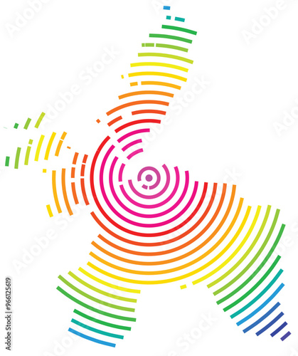 Symbol Map of the County Sor-Trondelag (Norway) showing the territory with concentric circles in rainbow colors like a shooting target