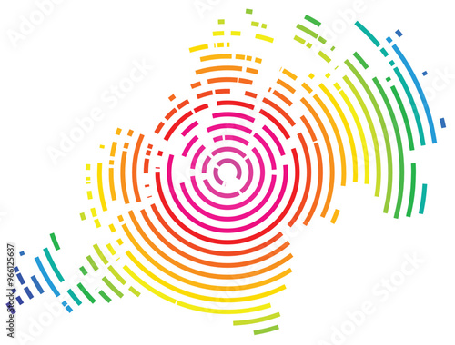 Symbol Map of the County Troms (Norway) showing the territory with concentric circles in rainbow colors like a shooting target