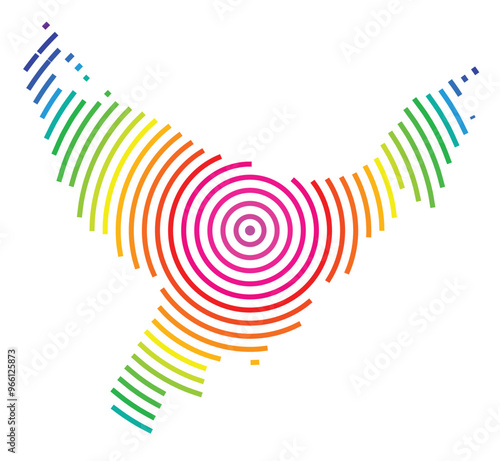 Symbol Map of the Regional Council Bay of Plenty (New Zealand) showing the territory with concentric circles in rainbow colors like a shooting target
