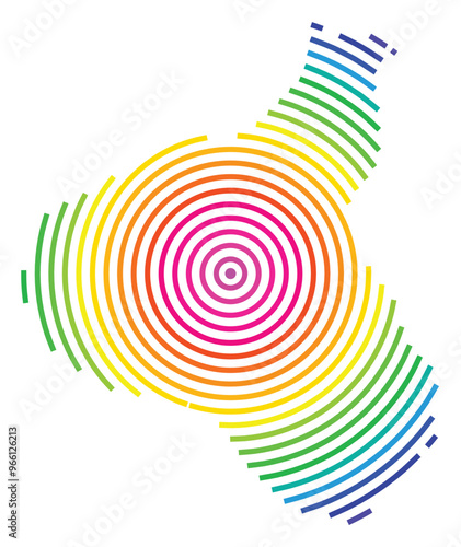 Symbol Map of the Regional Council Taranaki (New Zealand) showing the territory with concentric circles in rainbow colors like a shooting target