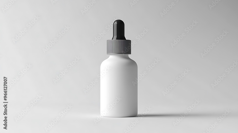 White Dropper Bottle Mockup with Black Cap White Dropper Bottle Mockup with Black Cap