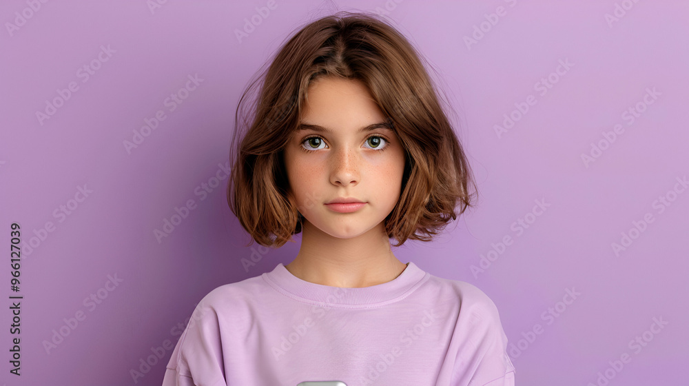 Portrait Lovely Young Girl Play Game Smart Phon Portrait Lovely Young Girl Play Game Smart Phon