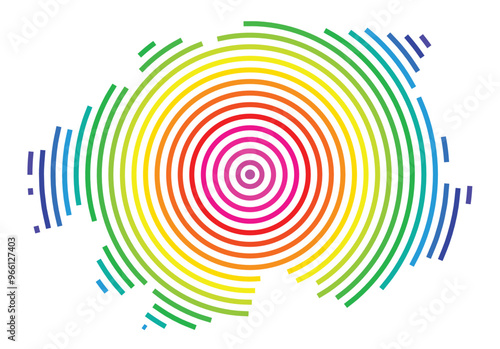 Symbol Map of the Region Banskobystricky (Slovakia) showing the territory with concentric circles in rainbow colors like a shooting target
