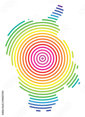 Symbol Map of the Region Bratislavsky (Slovakia) showing the territory with concentric circles in rainbow colors like a shooting target