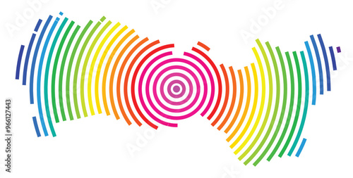 Symbol Map of the Region Kosicky (Slovakia) showing the territory with concentric circles in rainbow colors like a shooting target