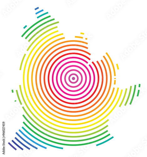 Symbol Map of the Region Nitriansky (Slovakia) showing the territory with concentric circles in rainbow colors like a shooting target