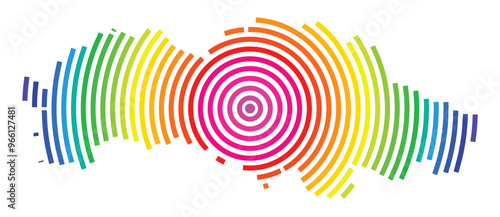 Symbol Map of the Region Presov (Slovakia) showing the territory with concentric circles in rainbow colors like a shooting target