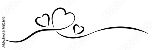 Hand drawn Heart swirl sketch doodle style. Heart and love swirl divider. Vector Illustration.