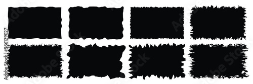 Set of Paper torn, jagged edge rectangle shape. Rough edge rectangle frame. Vector Illustration.