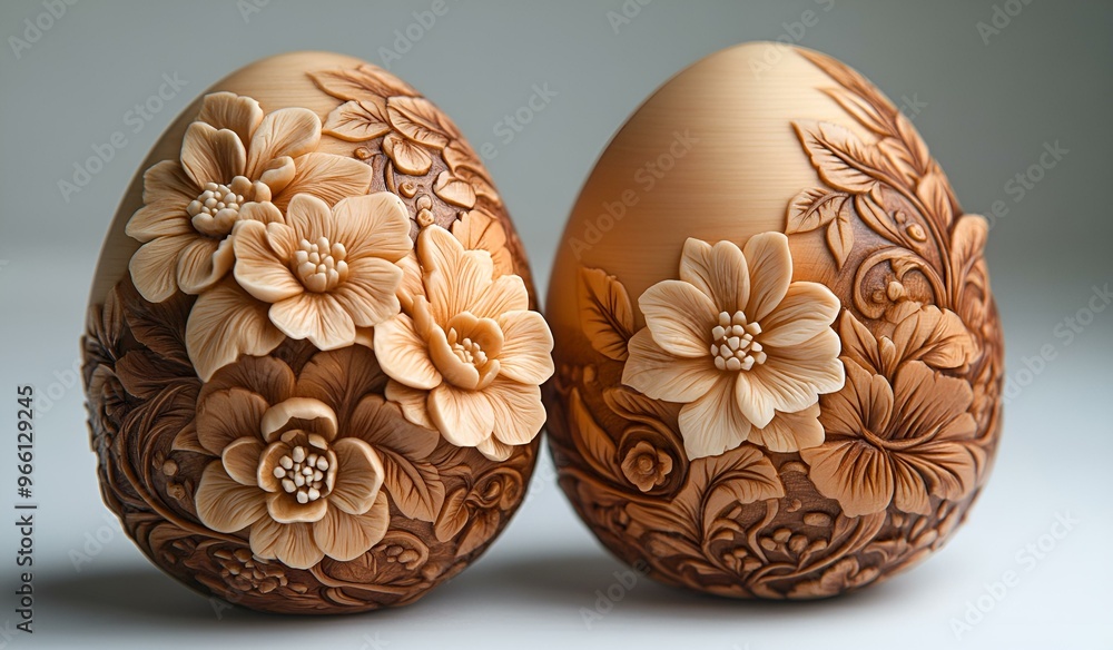two eggs with flowers on them. two eggs with flowers on them.