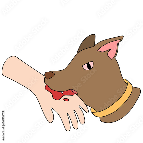 фотографія Rabid dog Biting hand