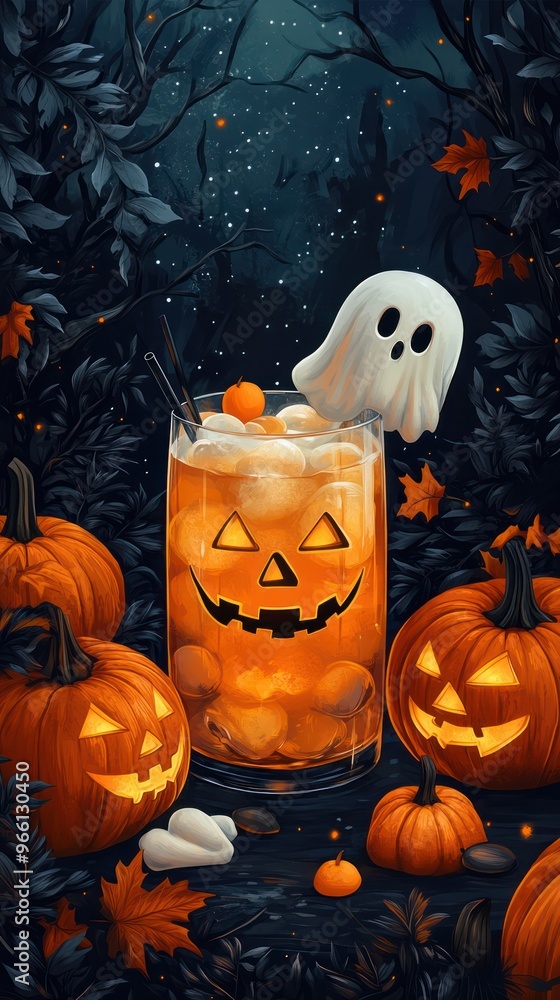 A spooky Halloween-themed food and drink with decoration A spooky Halloween-themed food and drink with decoration