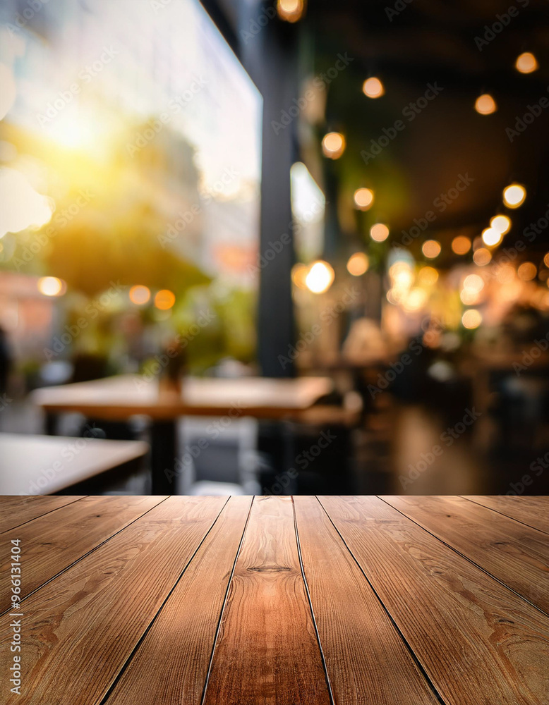Empty wooden table in cafe setting ideal for product display featuring blurred bokeh background creating abstract for bar restaurant or coffee shop interior space for celebration business or lifestyle Empty wooden table in cafe setting ideal for product display featuring blurred bokeh background creating abstract for bar restaurant or coffee shop interior space for celebration business or lifestyle