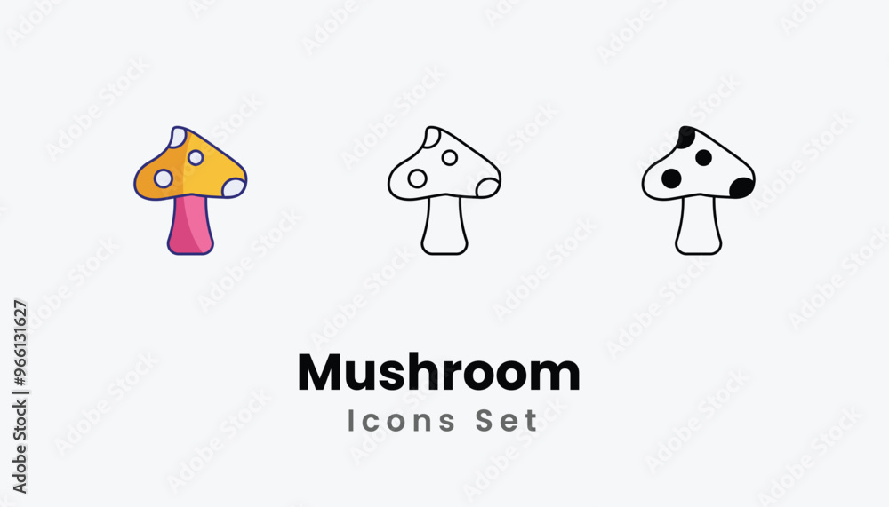 Mushroom Icons thin line and glyph vector icon stock illustration Mushroom Icons thin line and glyph vector icon stock illustration